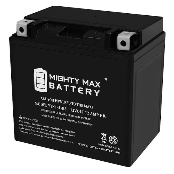 MIGHTY MAX BATTERY YTX14L-BS Battery Replacement for Exide 14L-BS