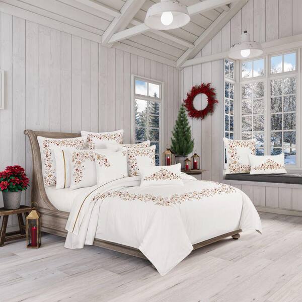 Unbranded Joyeux 3-Piece White Cotton King/Cal King Duvet Cover Set