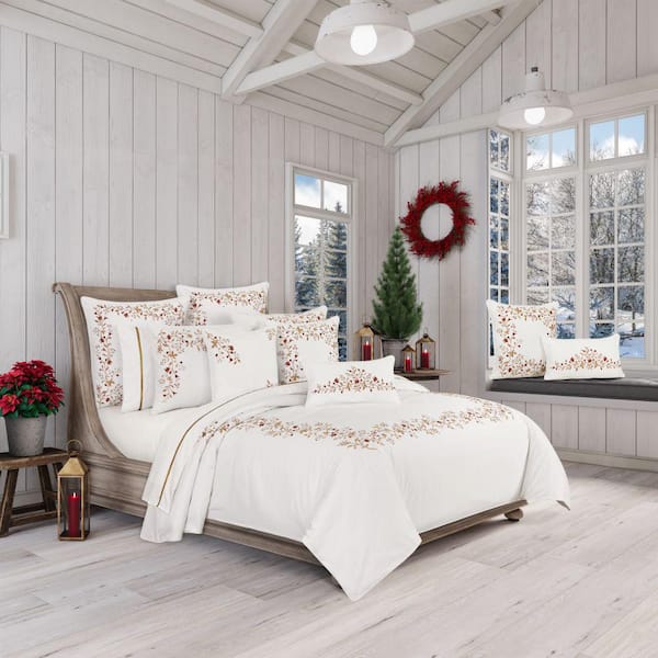 Joyeux 3-Piece White Cotton King/Cal King Duvet Cover Set