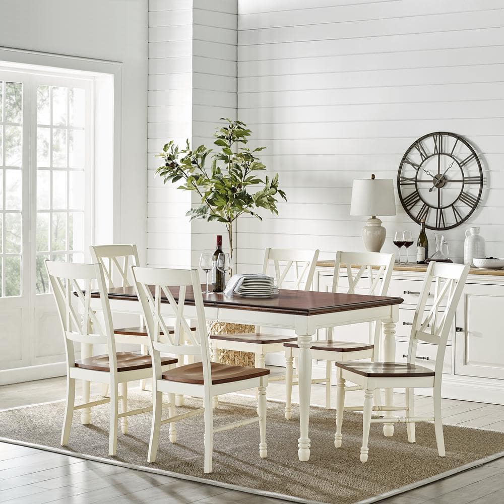 Classic Shelby 7-Piece White and Cherry Extendable Dining Set