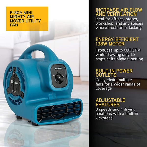 XPOWER サーキュレーター 送風機 P-80A エアムーバーミニ XPOWER 600 CFM 3-Speed Multi-Purpose Mini Mighty Air Mover Utility