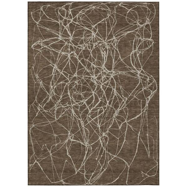Chantille Machine Washable Indoor/Outdoor Abstract ACN2826 Chocolate 10 ft. x 14 ft. Area Rug