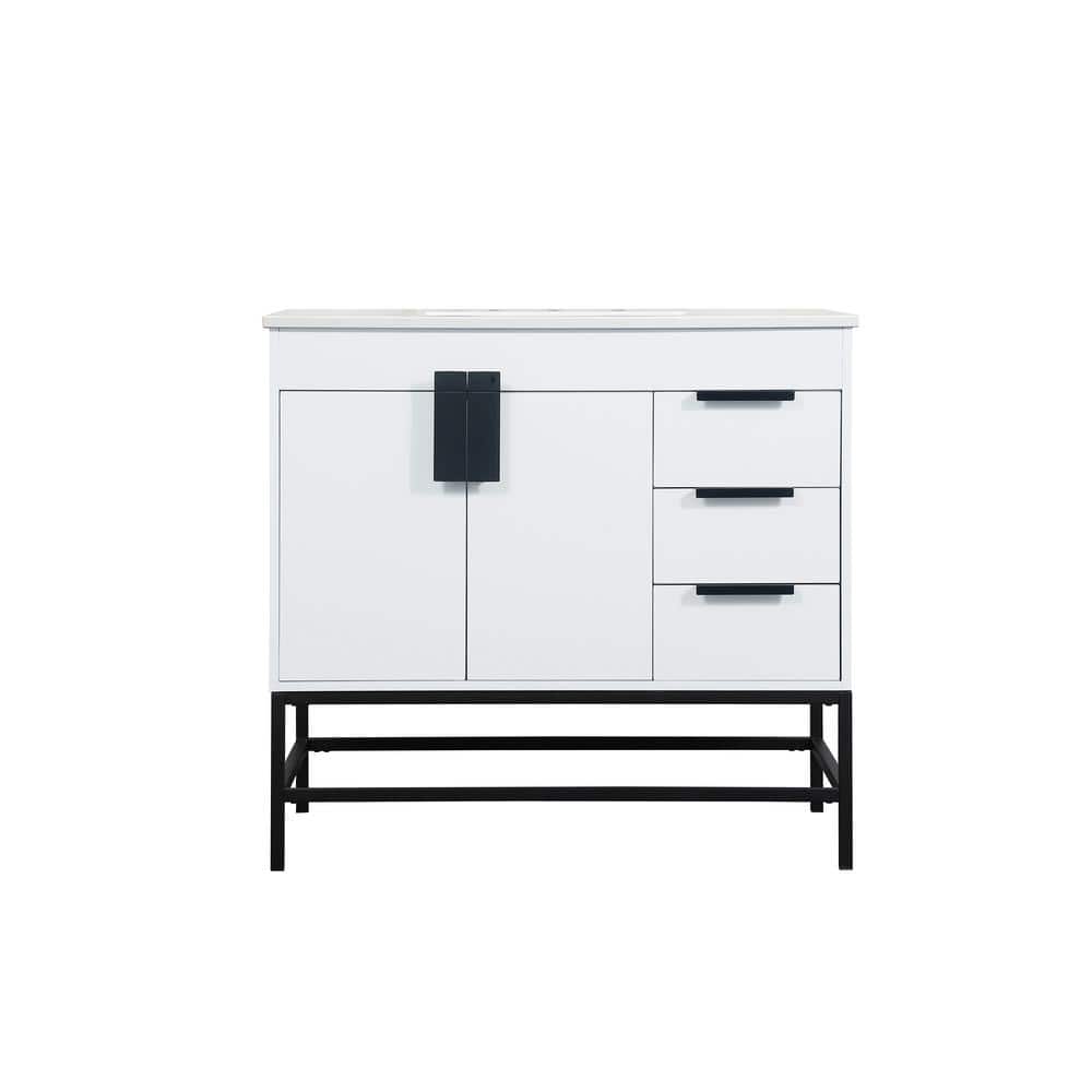 Timeless Home 22 in. W x 36 in. D x 33.5 in. H Bath Vanity in White with Iv