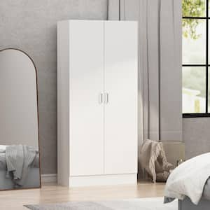 White Finish 2-Doors Armoire with Hanging Rod and 5-Storage-Shelves 71 in. H x 31.5 in. W x 15.7 in. D