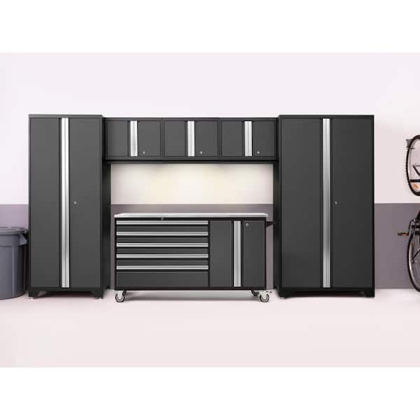 Bold Series 6-Piece 24-Gauge Stainless Steel Garage Storage System in Charcoal Gray (144 in. W x 77 in. H x 18 in. D)
