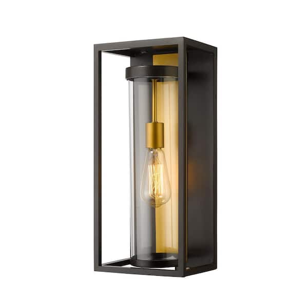 Unbranded Dunbroch Deep Bronze Plus Outdoor Brass Outdoor Hardwired Lantern Wall Sconce with No Bulbs Included