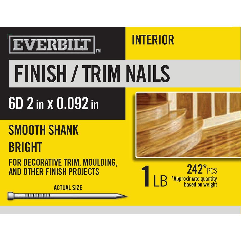 Everbilt 6D 2 in. Finish/Trim Nails Bright 1 lb (Approximately 242 Pieces) 816470 The Home Depot