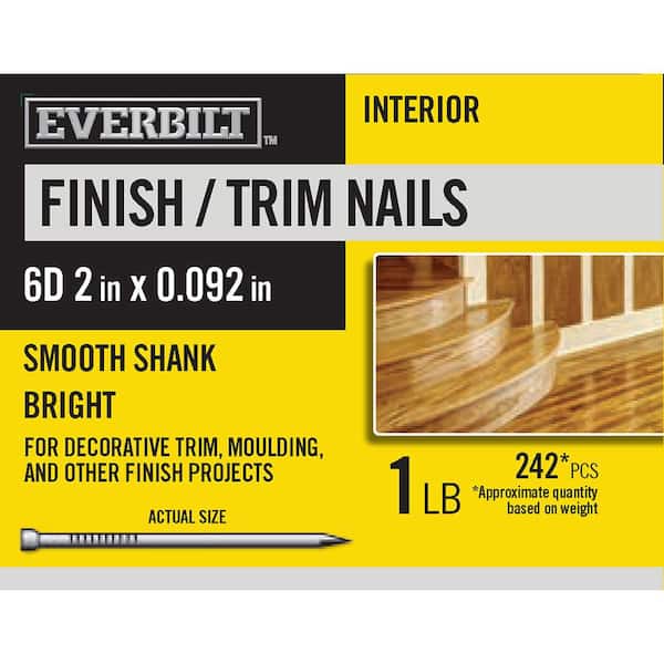 Everbilt 6D 2 in. Finish/Trim Nails Bright 1 lb (Approximately 242 Pieces)