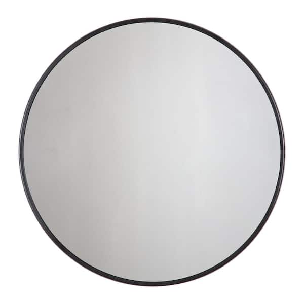 Habitat 30 in. x 30 in. Modern Round Framed Adelina Black Circular Accent Mirror