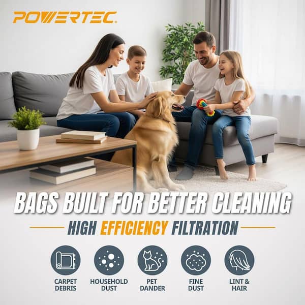 POWERTEC 6-ply Nonwoven Filter Bag for Kenmore Canister Q & C