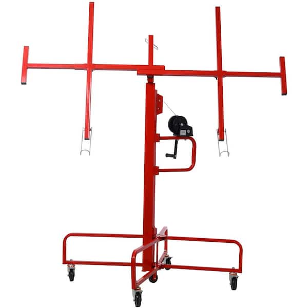 16 ft. Red Heavy Duty Rolling Caster Drywall Lift Drywall Panel Hoist Jack, 4 ft. x 16 ft. Max. Sheet, 150 lb. Capacity