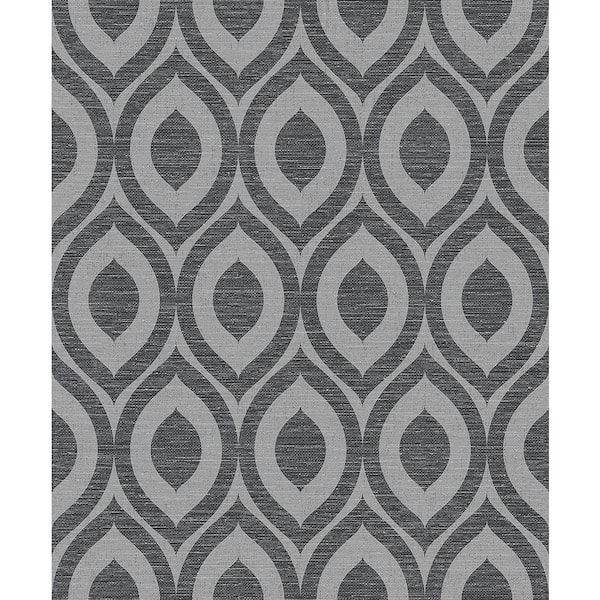 Crown Rimini Black Geometric Peelable Roll (Covers 56.4 sq. ft.)