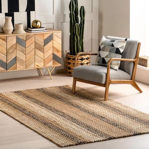 Haven Striped Chunky Jute Natural 8 ft. x 10 ft. Area Rug