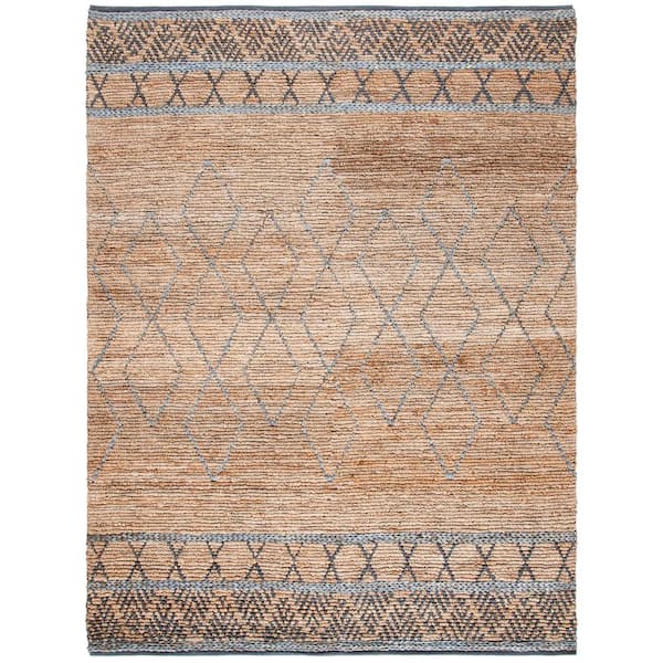 Natural Fiber Beige/Gray 8 ft. x 10 ft. Border Area Rug