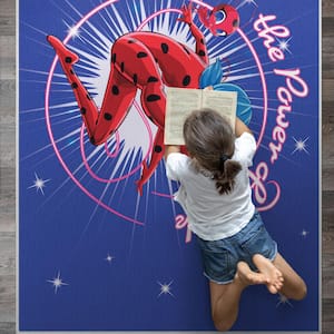 Miraculous Ladybug Blue 3 ft. 3 in. x 5 ft. Power of Luck Area Rug