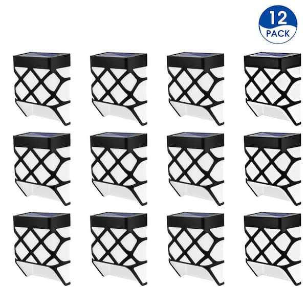 YANSUN Solar Battery Black Integrated LED Dusk to Dawn Waterproof Decorative Deck Rail Light (12-Pack)