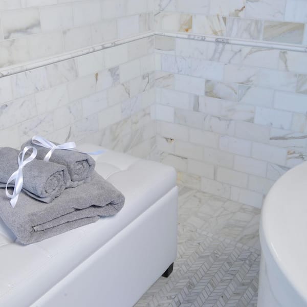 Calacatta Chevron 12 in. x 12 in. Honed Calacatta Marble Mosaic Tile (10 sq. ft./Carton)