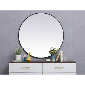 Large Round Black Modern Mirror (45 in. H x 45 in. W)