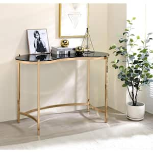 Dekka 43.88 in. Gold Glass Top Writing Desk