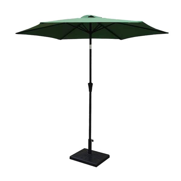 Runesay 8.8 ft. Outdoor Aluminum Market Patio Umbrella with 42 lbs. Square Resin Umbrella Base Push Button in Green