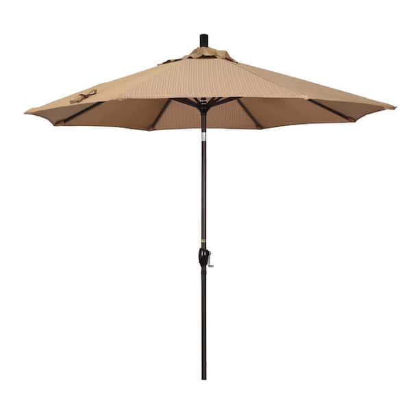 California Umbrella 9 ft. Aluminum Push Tilt Patio Umbrella in Terrace Sequoia Olefin