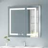 ExBrite 36 in. W x 32 in. H Rectangular Silver Aluminum Recessed/Surface Mount Medicine Cabinet with Mirror, LED and Clock 11FXMC3632V4DX