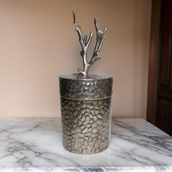 Benjara Metal Jar with Textured Body