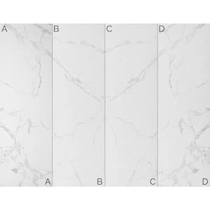 Keena Pearl 31.5 in. x 63 in. Glue Up Alcove Porcelain Shower Panel in Polished Tile 4 Piece - panel Pack