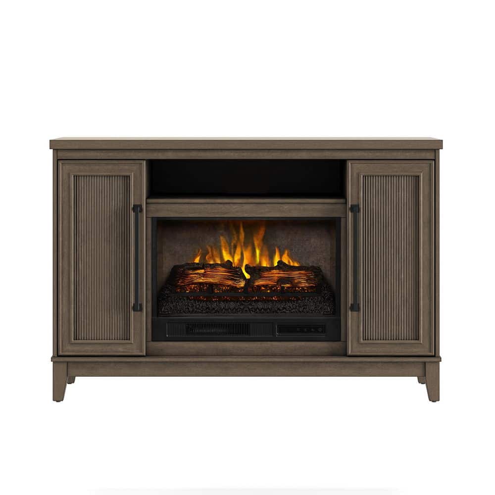 SCOTT LIVING BLAINE 54 in. Freestanding Media Console Wooden Electric Fireplace in Light Brown Birch -  HDSLFP54W-5B