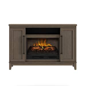 BLAINE 54 in. Freestanding Media Console Wooden Electric Fireplace in Light Brown Birch
