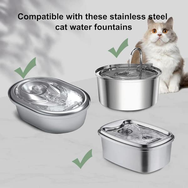 KIWDZFU Cat Water Fountain Filters 8 Filters with 8 Sponges Compatible with Stainless Steel Pet Fountain Replacement 8-Pack