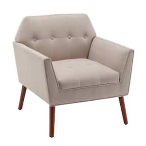 Take a Seat Andy Mid Century Sandy Beige Fabric Upholstered Modern Accent Lounge Armchair