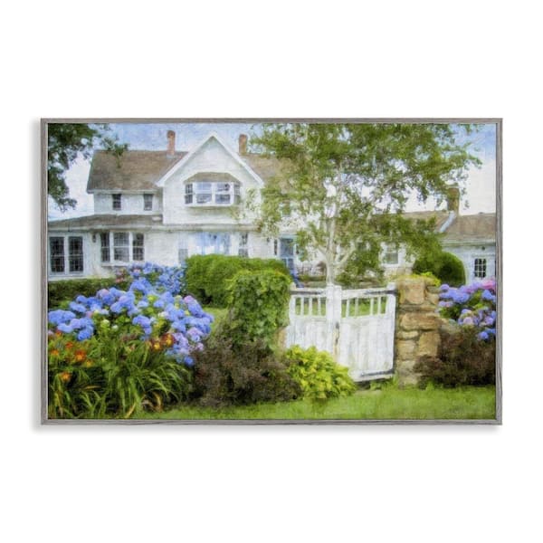 Stupell Industries Beach Getaway Cottage by Graffitee Studios Gray Framed Architecture Giclee Art Print 20 in. x 30 in.