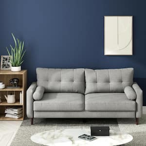 Lillian 75 in. Square Arm 3-Seat Gray Polyester Upholstered Sofa