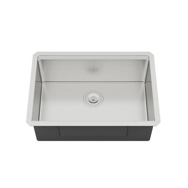 27 in. Drop-In Single Bowl 16 Gauge Brushed Nickel Stainless Steel Kitchen Sink and Drain