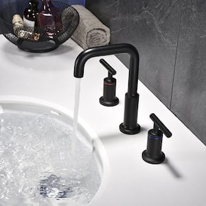 Modern 8 in. Widespread Double Handle Bathroom Faucet in Matte Black