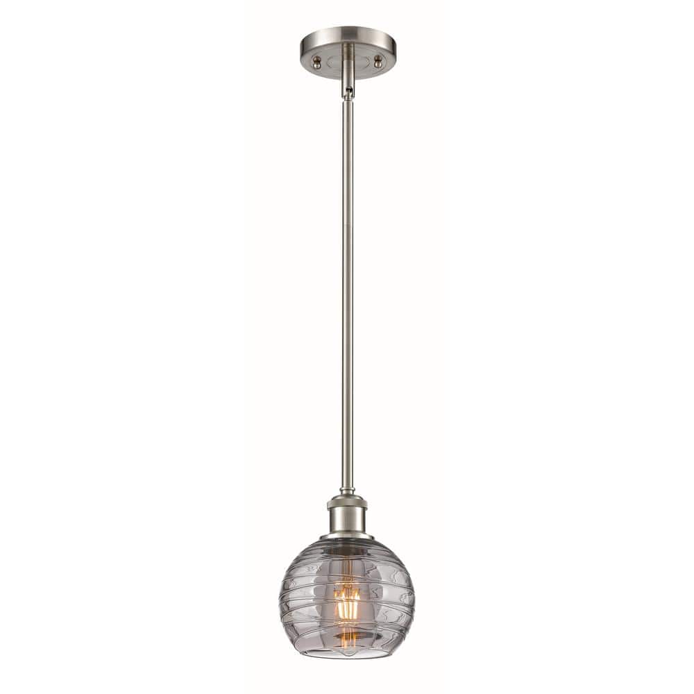 Athens Deco Swirl 100-Watt 1-Light Brushed Satin Nickel Standard Mini Pendant Light with Painted Glass Shade price history on PriceWatchPro