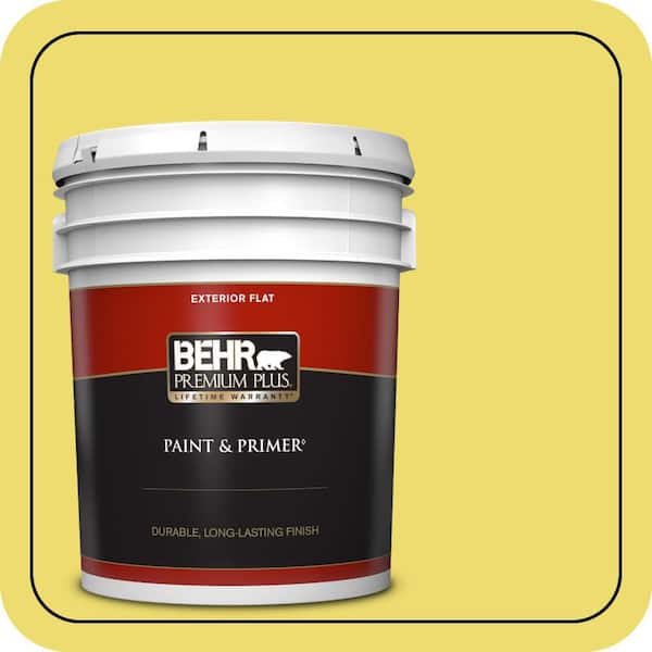 BEHR PREMIUM PLUS 5 gal. #T15-15 Plastic Lime Flat Exterior Paint & Primer