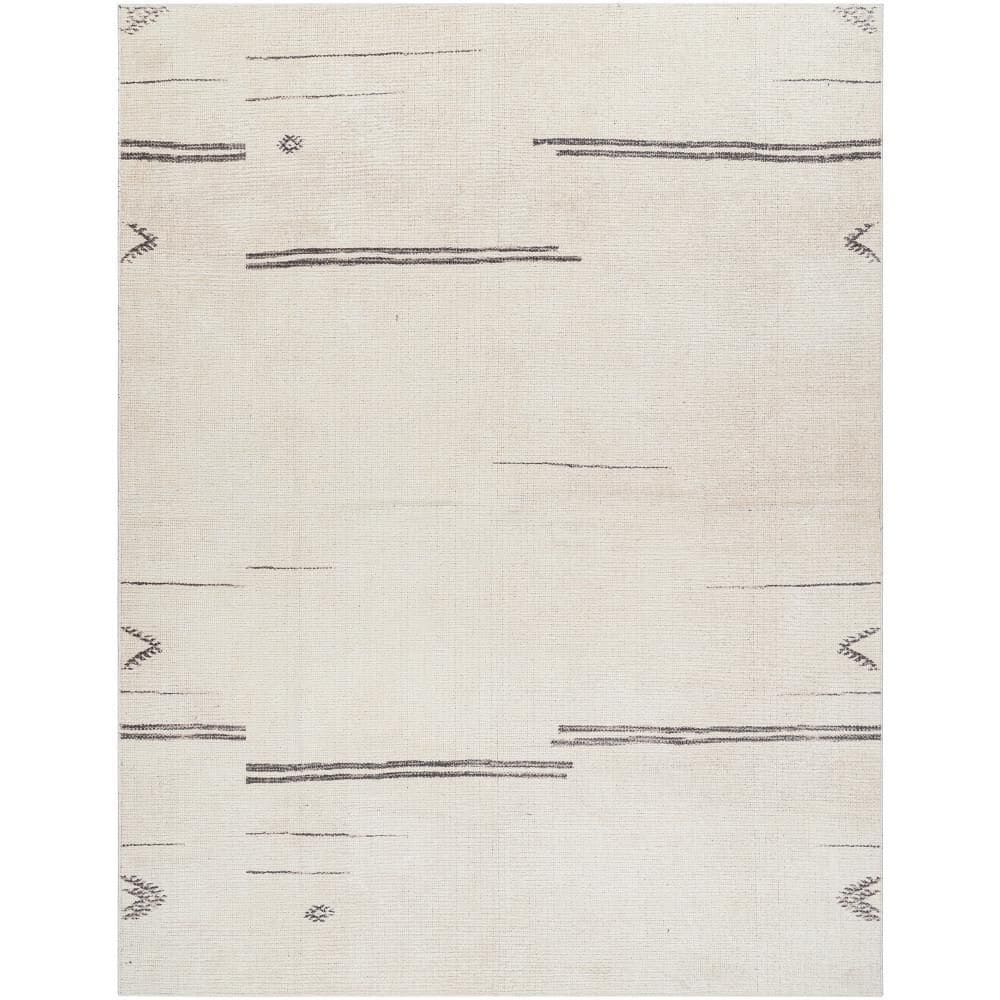 Handmade Look Gray Synthetic Rectangular Rug 5'3" x 7'