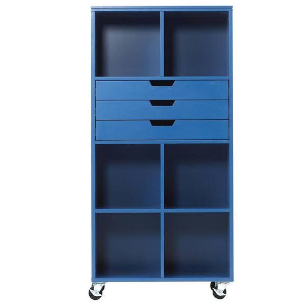 Home Decorators Collection Avery 6-Cube MDF Tall Mobile Cart in Sapphire