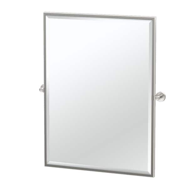 Gatco Glam 25 in. W x 33 in. H Framed Rectangular Beveled Edge Bathroom Vanity Mirror in Satin Nickel