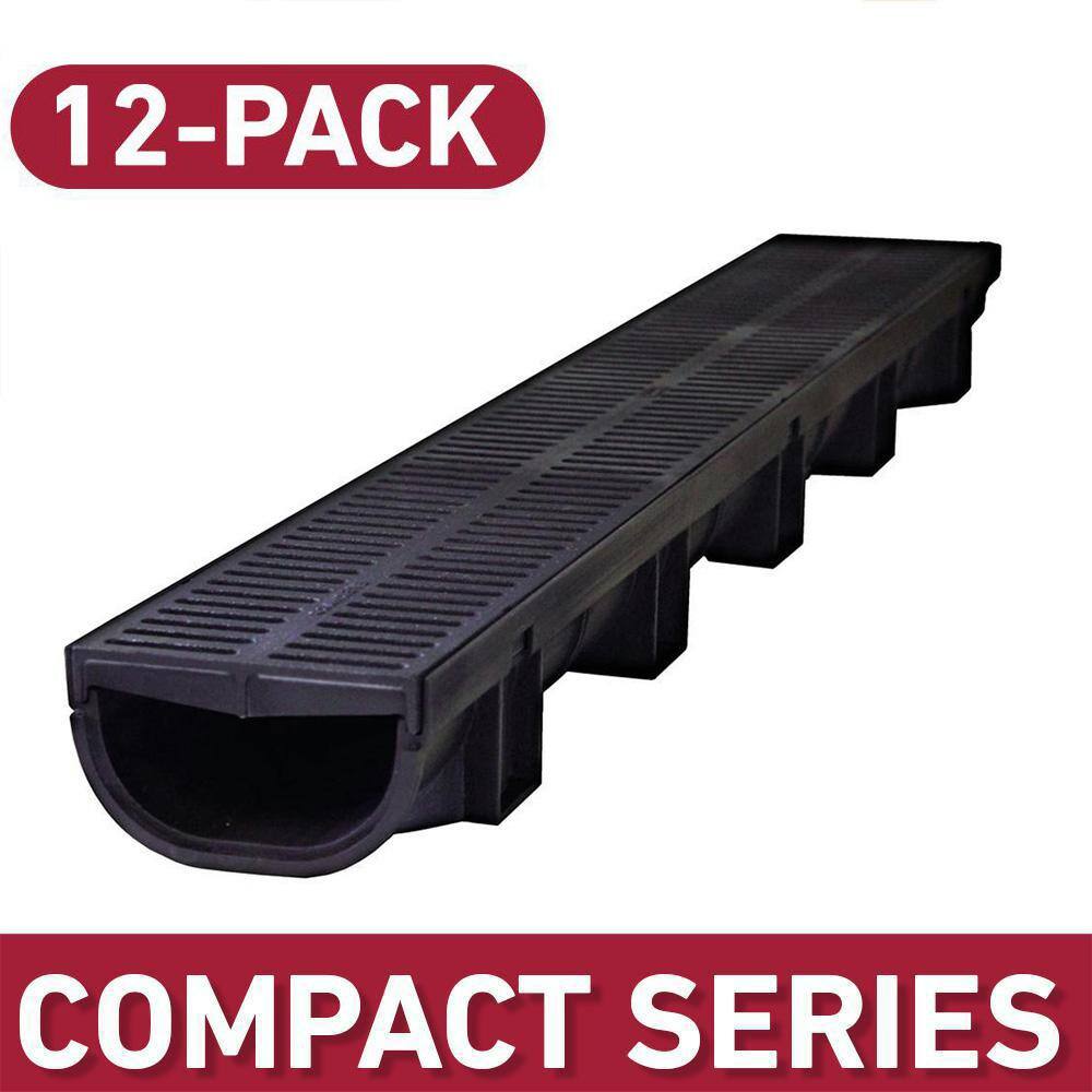 US TRENCH DRAIN 83500-3 Compact Trench Drain Black Polymer and Heel ...