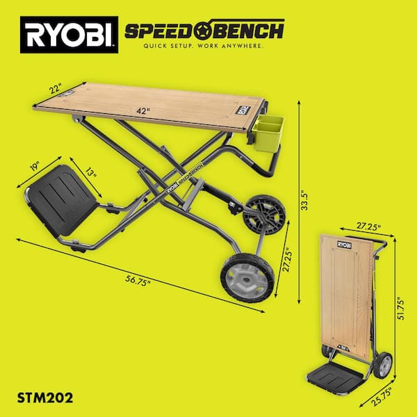 RYOBI Speed Bench 23 in. W x 20 in. D Mobile Workstation with LINK Tool Crate