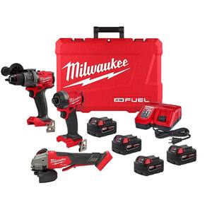 $519, Was $896, 42% Off! Milwaukee M18 FUEL 18-Volt Li-Ion Brushless Cordless Hammer Drill and Impact Driver Combo Kit (2-Tool) with 4 Batteries & Grinder dealfomo
