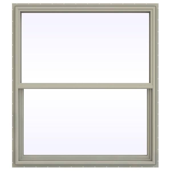 JELD-WEN 47.5 in. x 53.5 in. V-4500 Series Single Hung Vinyl Window - Tan