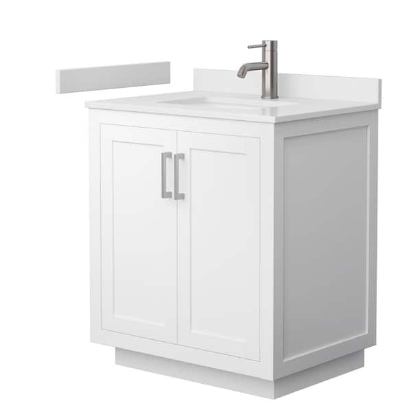 Wyndham Collection Miranda 30 in. W x 22 in. D x 33.75 in. H Single Bath Vanity in White with White Cultured Marble Top