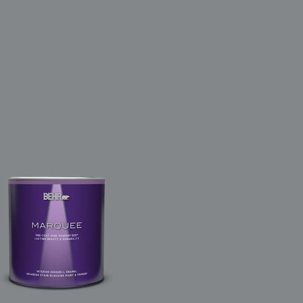 BEHR MARQUEE 1 qt. #N500-5 Magnetic Gray color One-Coat Hide Eggshell Enamel Interior Paint & Primer