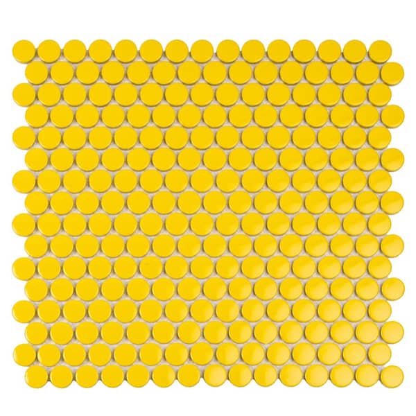 Apollo Tile Cirkel 4 in. x 5 in. Glossy Yellow Porcelain Mosaic Wall and Floor Sample Tile (0.14 sq. ft./Case) (1-Pack)