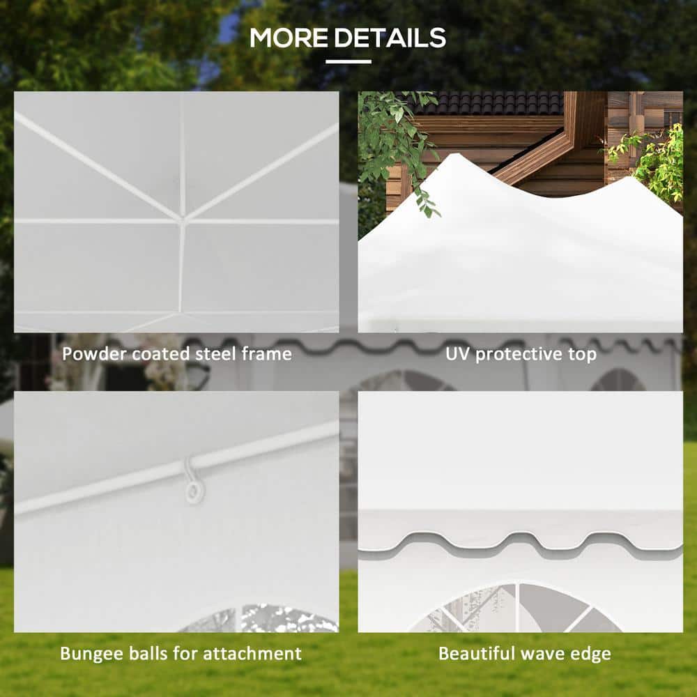 Large White Polyester Outdoor Party Tent with Cathedral Windows