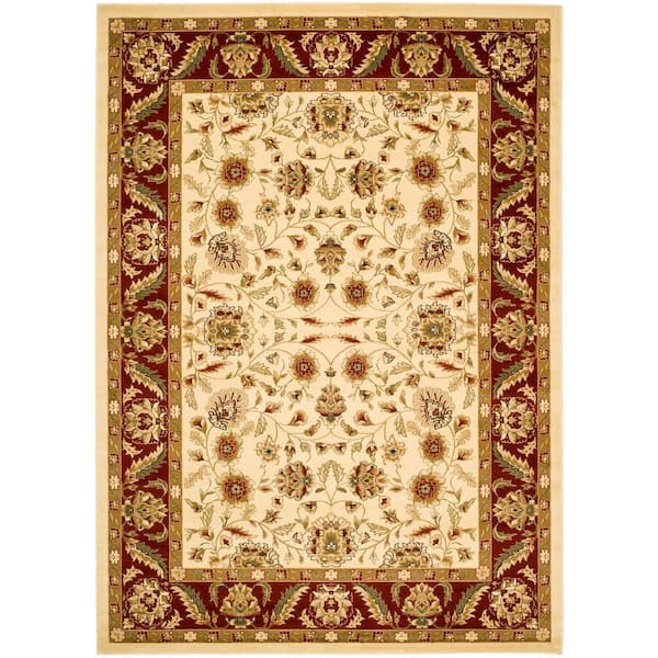 SAFAVIEH Lyndhurst Ivory/Red 5 ft. x 8 ft. Geometric Antique Border Area Rug